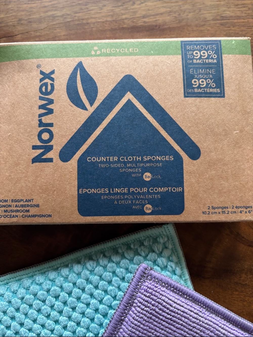 Norwex Aqua and Lavender Counter Cloth Sponges Set